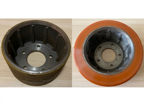 Восстановление полиуретанового покрытия колес и роликов для складской техники