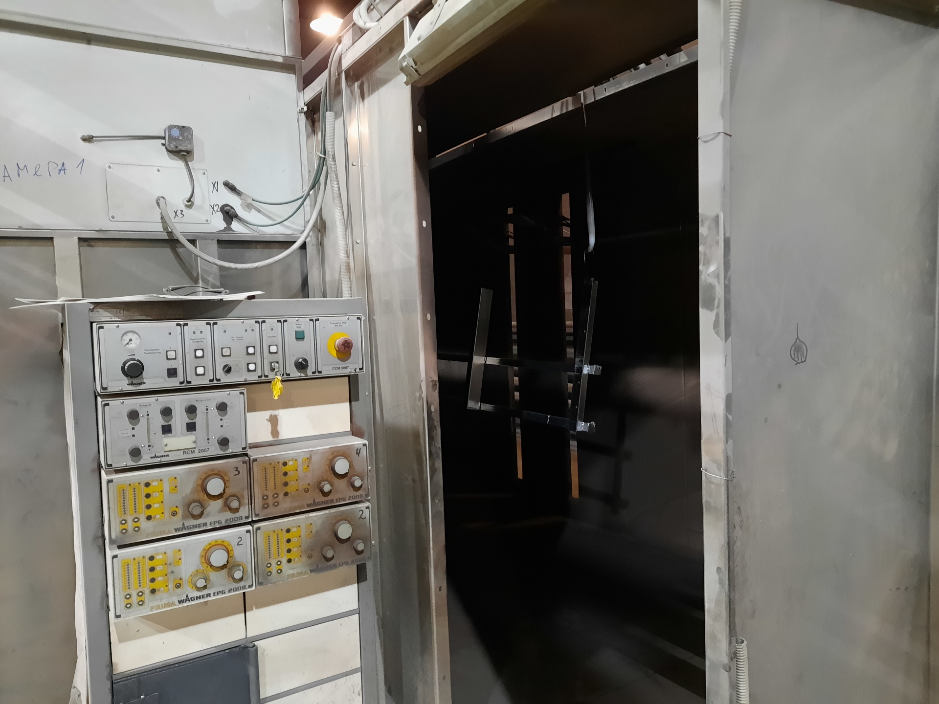 линия для нанесения порошковой краски (камеры напыления, конвейер, печь ...