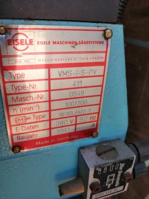 Дисковый станок по металлу Eisele vms Type 411 / Eisele vms-1-s-pv type 411 1992 года