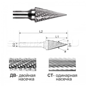 Коническая борфреза SM0618 ДВ (двойная насечка)