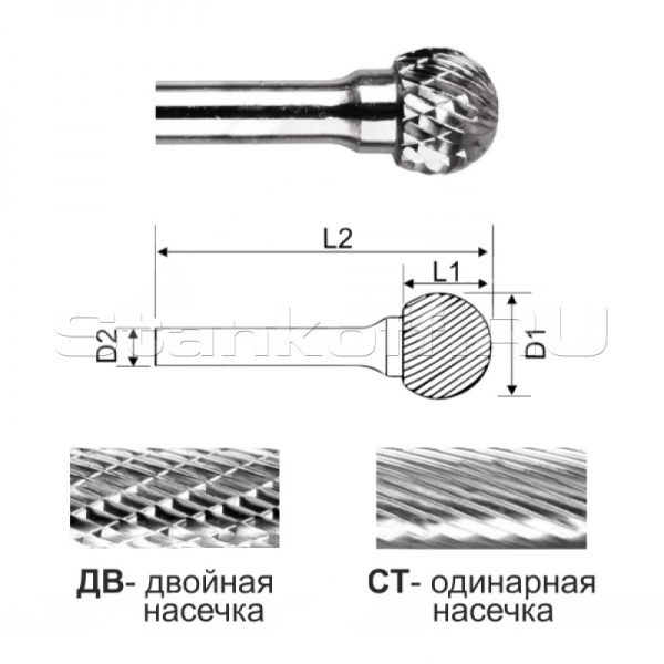 Сферическая борфреза SD0606 ДВ (двойная насечка)