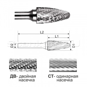 Гиперболическая борфреза со сферическим концом SF0616 ДВ (двойная насечка)