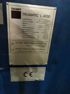 Лазер резки листа и труб Trumpf Trumatic L 4030