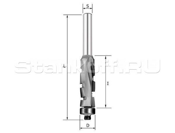 Фреза прямая алмазная Rotis Z1+1 (ниж. подшипник) D=12.7x35x80 S=8 ROTIS 110.123508BB