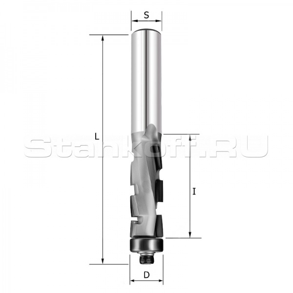 Фреза прямая алмазная Rotis Z1+1 (ниж. подшипник) D=12.7x35x80 S=12 ROTIS 110.123512BB