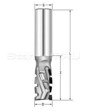 Фреза алмазная Rotis D=20x35x100 S=20 (2+2)Z (13 алмазных зубьев + 1 алмазный врезной) ROTIS 110.2020352