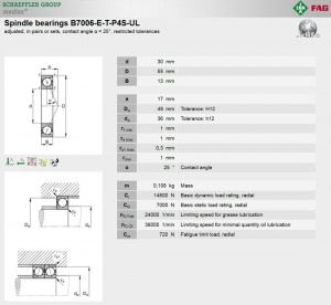 Подшипники 7006 B7006 EX30 S6006 36106 106H MM9106