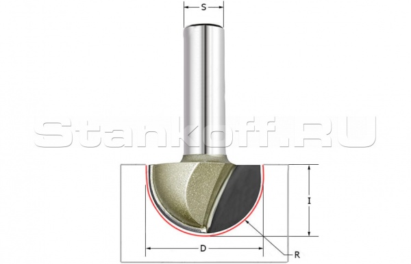 Фреза галтельная полукруг (чаша)  Z=2 R=4 D=8x8x43 S=12 ARDEN 203204