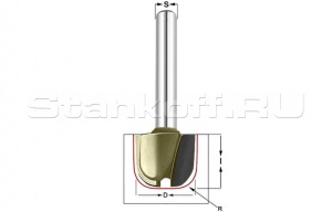 Фреза для желобов и чаш R=6,4 D=19x16 S=8 Arden 215821