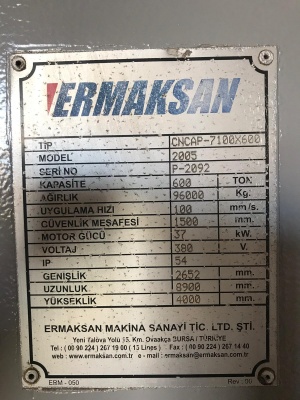 Листогиб 7000мм 600 тонн