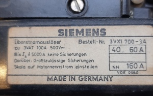 Автомат Siemens Motorschutzschalter 3VA7 100A 500V