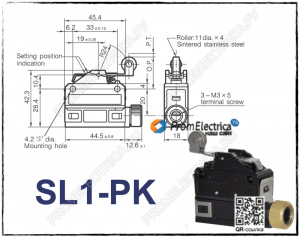 SL1-PK Концевой выключатель, рычаг с роликом, SPDT