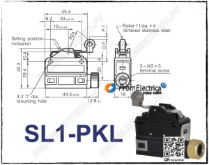 SL1-PKL Концевой выключатель, рычаг с роликом, SPDT