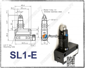 SL1-E Концевой выключатель, роликовый плунжер, 1 NC 1 NO SPDT Snap Action