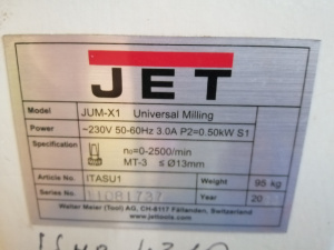 Настольный универсально-фрезерный станок JET JUM-X1