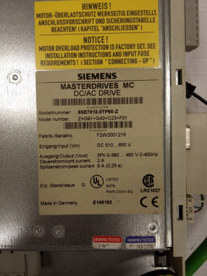 Сервопривод Siemens 6SE7012-0TP50-Z