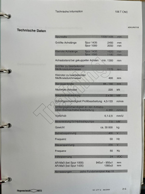 Колесотокраный станок Hegenscheidt MFD - 106 T с ЧПУ Ø 1400 x 1435 / 1000 mm 6800 = Mach4metal