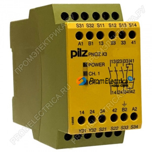 774318 PNOZ X3 230VAC 24VDC 3n/o 1n/c 1so Реле безопасности 24ВDC 230ВAC Контакты: NC + NO x3 Входы:2