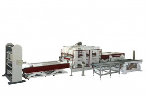 TM3000P-3 equipped with three trays to laminate furnitures