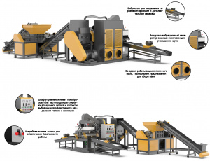 Линия для переработки кабеля MGS-800-01 с двухвальным пре-шредером