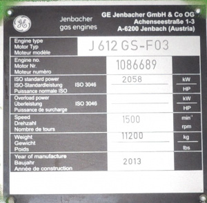 Газопоршневая электростанция Jenbacher JMS 612 GS