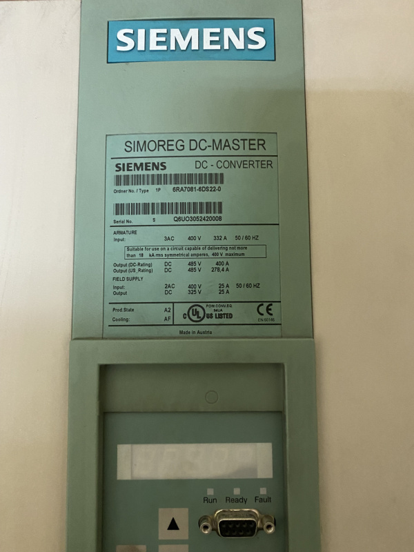 SIEMENS SIMOREG DC-MASTER 6RA7081-6DS22-0