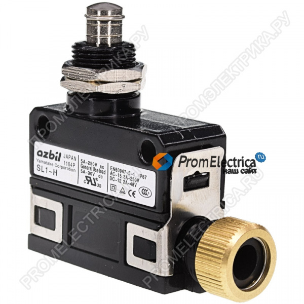 SL1-H Концевой выключатель кнопочный плунжер, NO/NC, 250VAC 5A; IP67, -10÷70°C