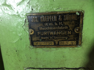 Зубофрезерный станок Koepfer & Sone 1940 (Германия)