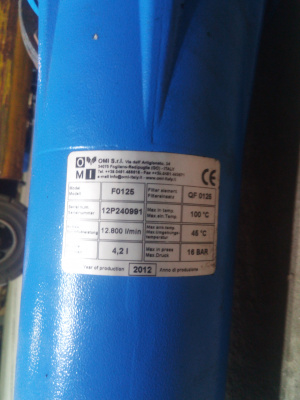 Магистральный фильтр водо масло отделитель Синий OMI F125 12,5 куба