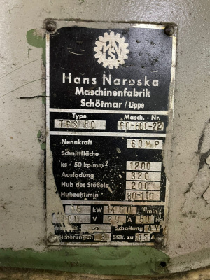 пресс кривошипношатунный Hans Naroska TPS 60