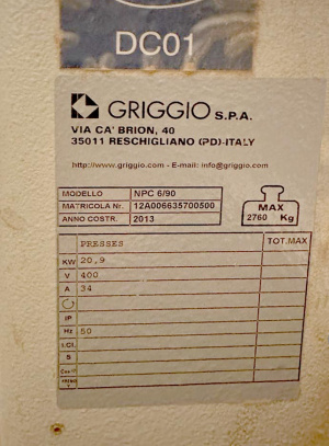 Горячий пресс Griggio NPC 6/90 2500х1300 мм 90 тонн (ORMA)