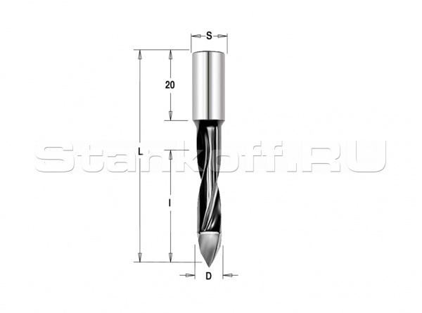 Сверло Delta-Tools присадочное сквозное 4,5*10*70 mm Правое