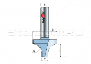 Фреза радиусная "гусек" R=6,35 D=19,05x9,5 S=8 TIDEWAY LC06011208