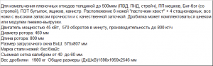 Дробилка для переработки пленки, ящиков и мешков биг-бэгов