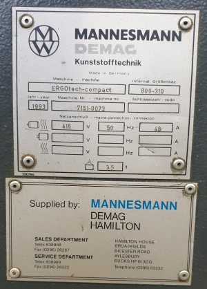 Термопластавтомат Demag D800-310, ERGOtech-compact, 1993 г