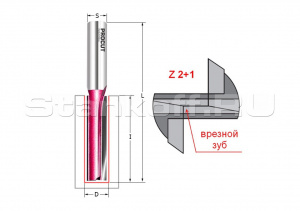 Фреза пазовая с врезным зубом Z2+1 D=12x30x90 S=8 PROCUT 105836P