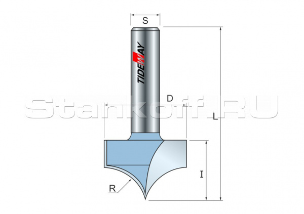 Фреза радиусная R=9,52 D=19,05x13 S=8 TIDEWAY LC04051208