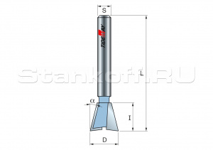 Фреза ласточкин хвост 14гр. Z=2 D=19,05x20 S=8 TIDEWAY LC03031208