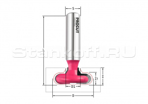 Фреза для Т-образного паза с радиусом R=4.25 D=29х12.4х56 S=12 PROCUT 502222P