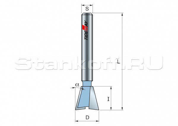 Фреза ласточкин хвост 14гр. Z=2 D=15,9x16 S=8 TIDEWAY LC03031008