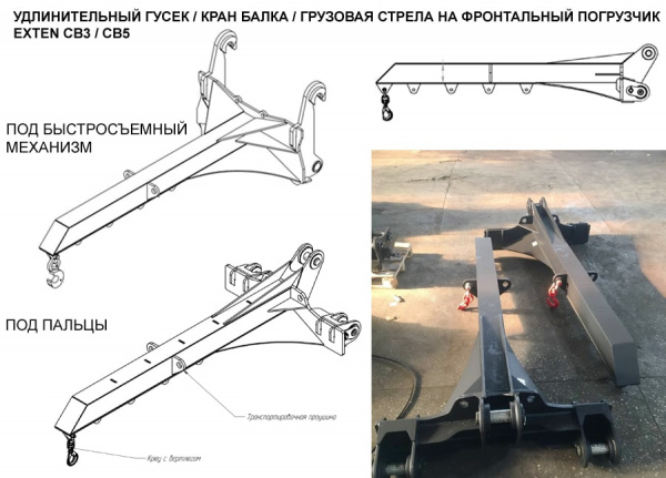 Кран-балка (гусек) на фронтальный погрузчик Lovol 936