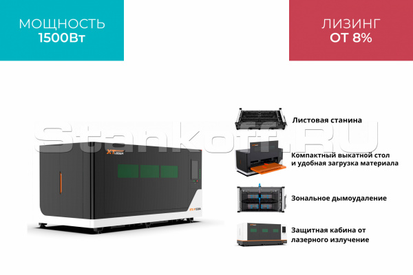 Оптоволоконный лазерный станок по металлу XTC-1530A/1500 Raycus