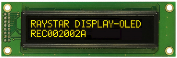OLED-дисплей Raystar 20x2 алфавитно-цифровой, окно 85 x 18,6 мм, жёлтый