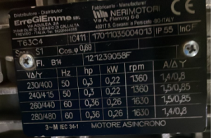 Трехфазный асинхронный двигатель NeriMotori серии T, T63C4