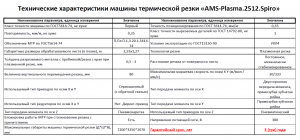 Станок плазменной резки "AMS-Plasma.2512.Spiro"  для резки тонколистового металла, с зоной раскроя 2,5х1,25м