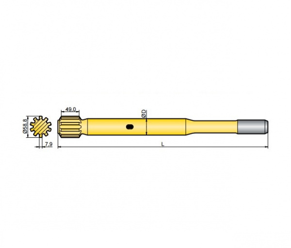 Хвостовик аналог Sandvik/Tamrock HLX 5, HFX 5