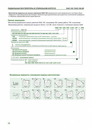 Вентиляторы радиальные серии RAD 100 низкого давления