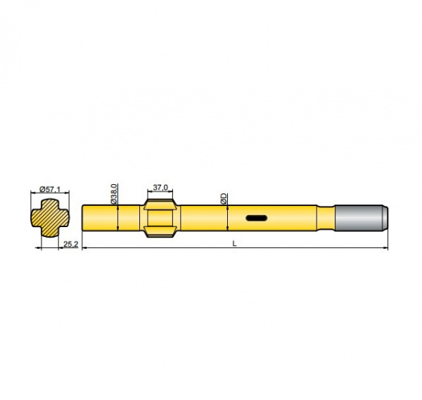 Хвостовик аналог Sandvik/Tamrock 438LS, 438TS, HL538, HL538L, L550S