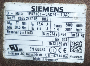 Серводвигатель Siemens 1FK7101-5AC71-1UA0