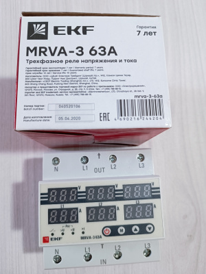 Реле напряжения и тока трехфазн.с дисплеем MRVA-3 63А EKF MRVA-3-63A